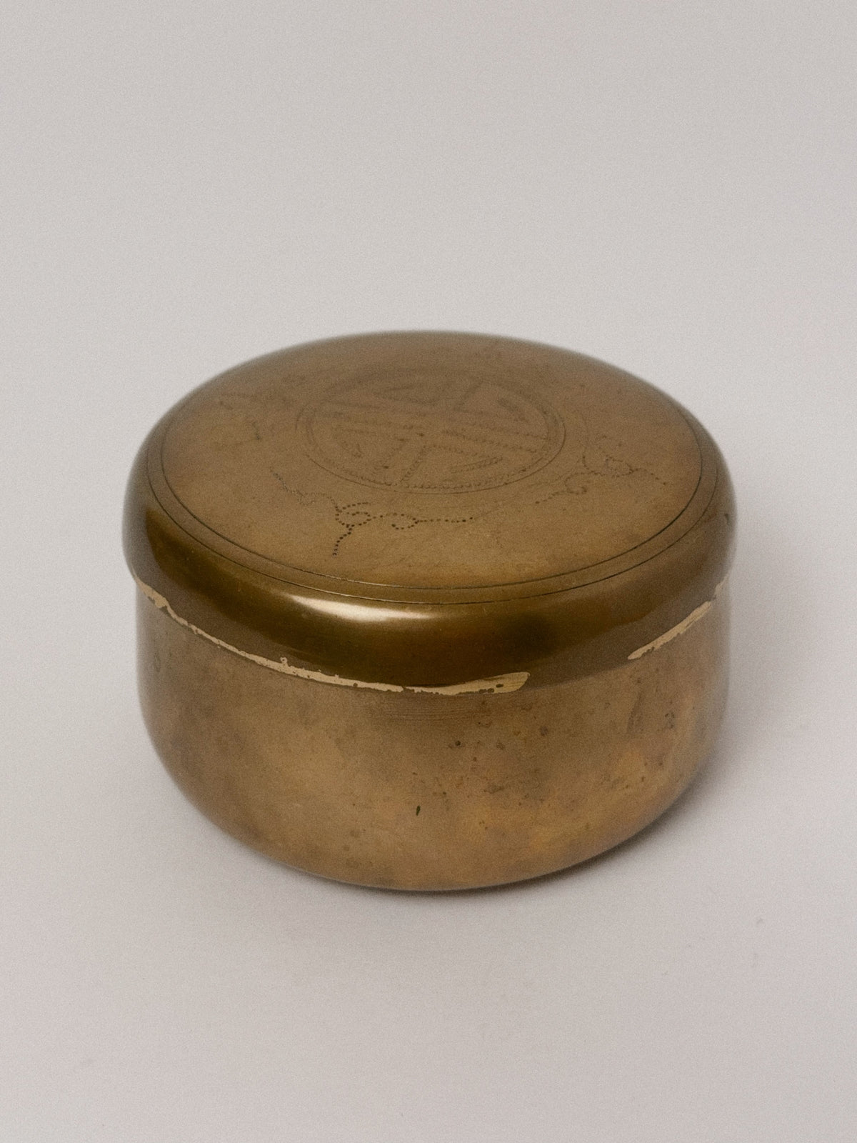 Round Brass Trinket Box with Lid