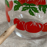 Mid-Century Clear Glass Tomato Carafe | Silk-Screened Decoration | c. 1950s–1960s