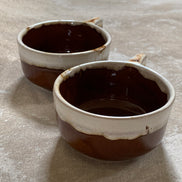 Western Stoneware Co. Mug Set of Two | WS Maple Leaf Mark | Brown Drip Glaze | Loop Handle | Monmouth Illinois | circa 1960s–1970s | Stoneware | Kitchen Decor