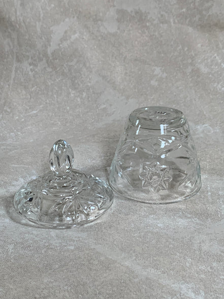 Cut Glass Lidded Candy Jar, Starburst Pattern, Mid-Century