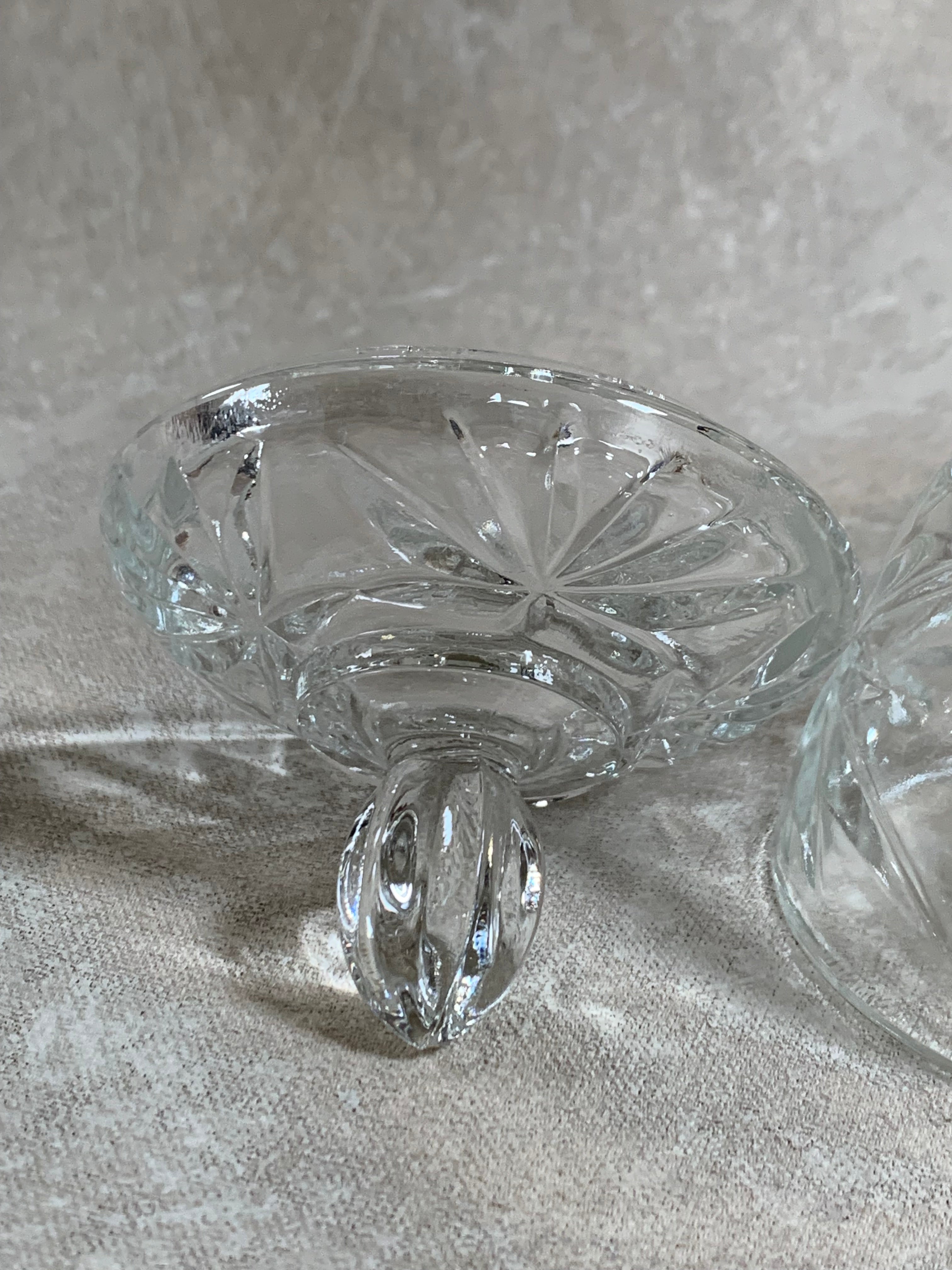 Cut Glass Lidded Candy Jar, Starburst Pattern, Mid-Century