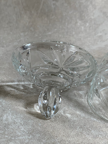 Cut Glass Lidded Candy Jar, Starburst Pattern, Mid-Century