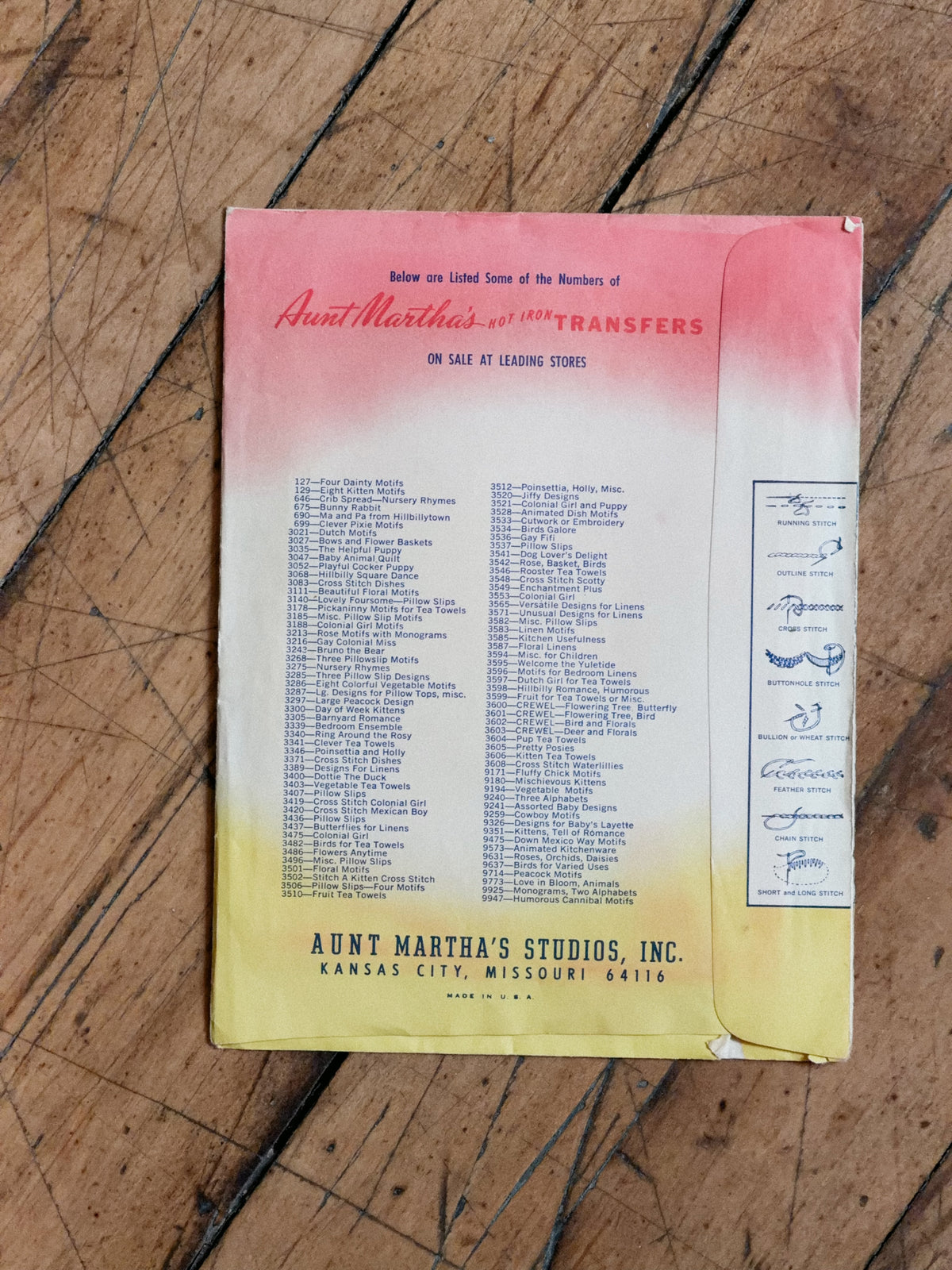 Vintage Aunt Martha's Hot Iron Transfer #3661 