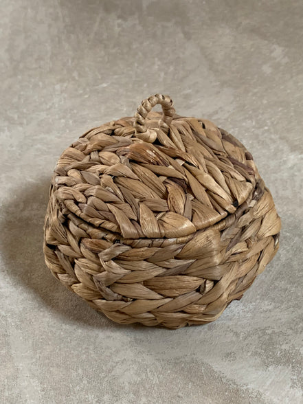 Water Hyacinth Coiled Lidded Basket, Southeast Asian Craft
