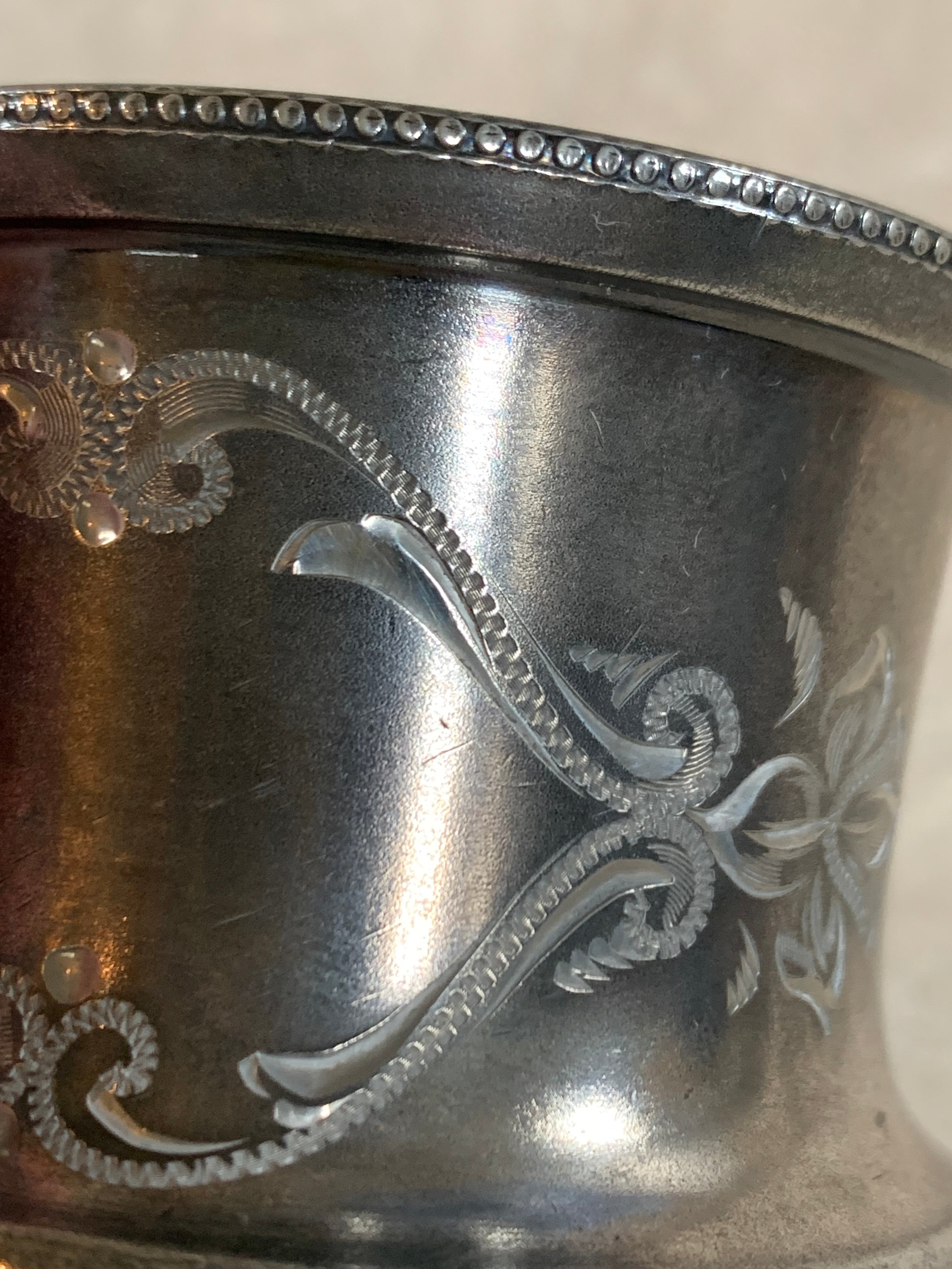 Monarch Silver Co. Triple Plate Victorian Christening Cup, Engraved Floral, Pattern 95