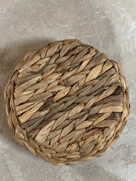 Water Hyacinth Coiled Lidded Basket, Southeast Asian Craft