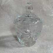 Cut Glass Lidded Candy Jar, Starburst Pattern, Mid-Century