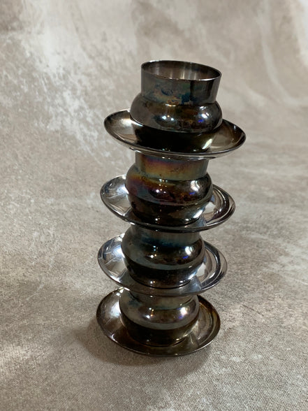 Set of Four French Silver-Plated Bouillon Cups with Wooden Handles and Saucers