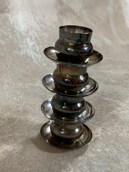 Set of Four French Silver-Plated Bouillon Cups with Wooden Handles and Saucers