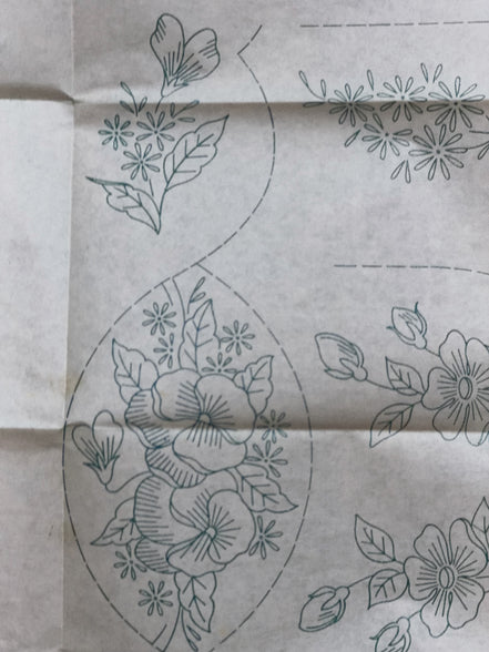 Vintage Hot Iron Transfer Pattern 831 "Embroidered Linens," Pansy, Wild Rose & Butterfly Motifs for Pillowcases, Towels & Scarves, Uncut