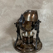 F.B. Rogers Silver Co. Gravy Boat on Rococo Warming Stand, Complete
