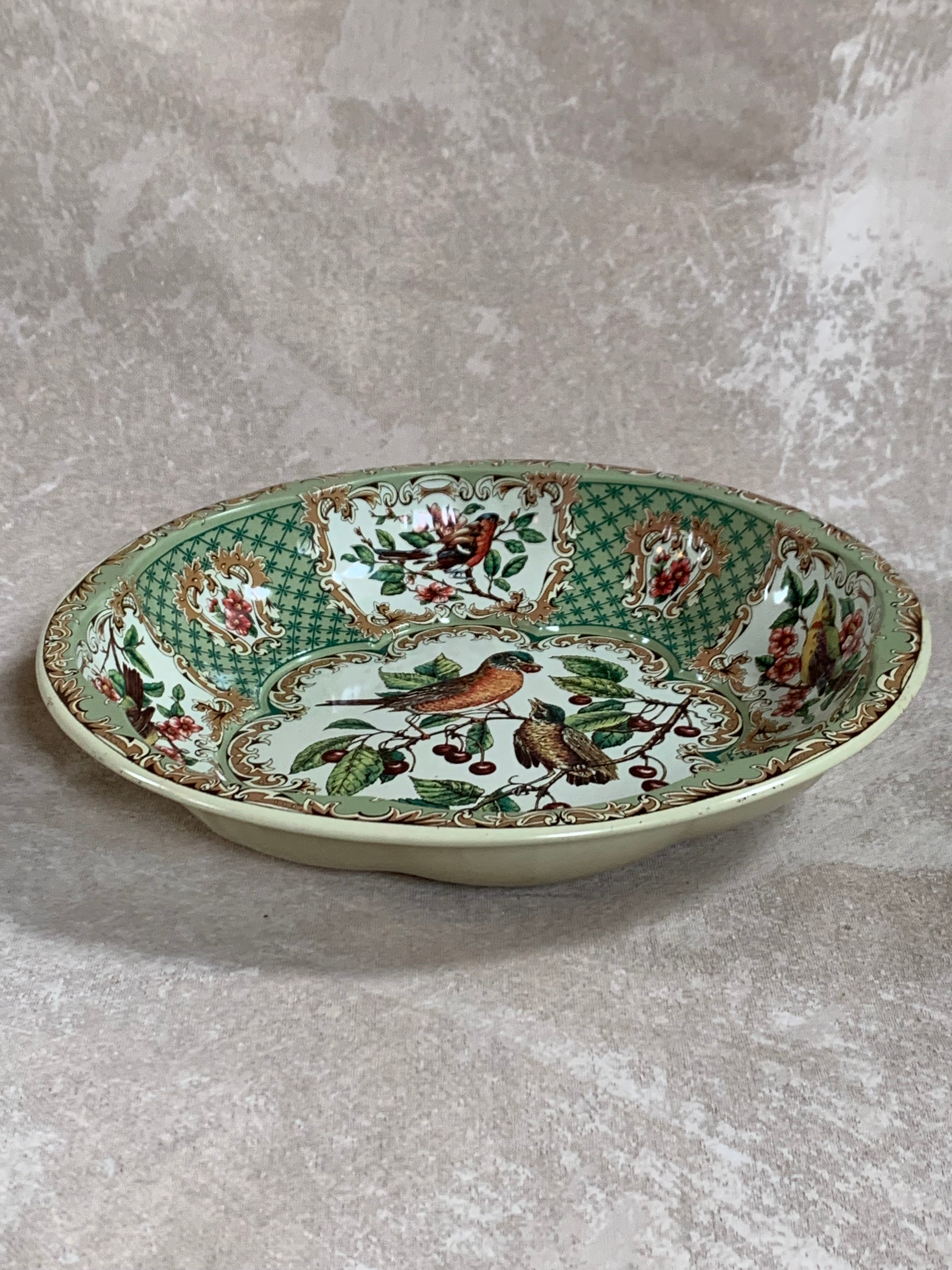 Daher Decorated Ware Bird and Cherry Tin Serving Tray, 1971