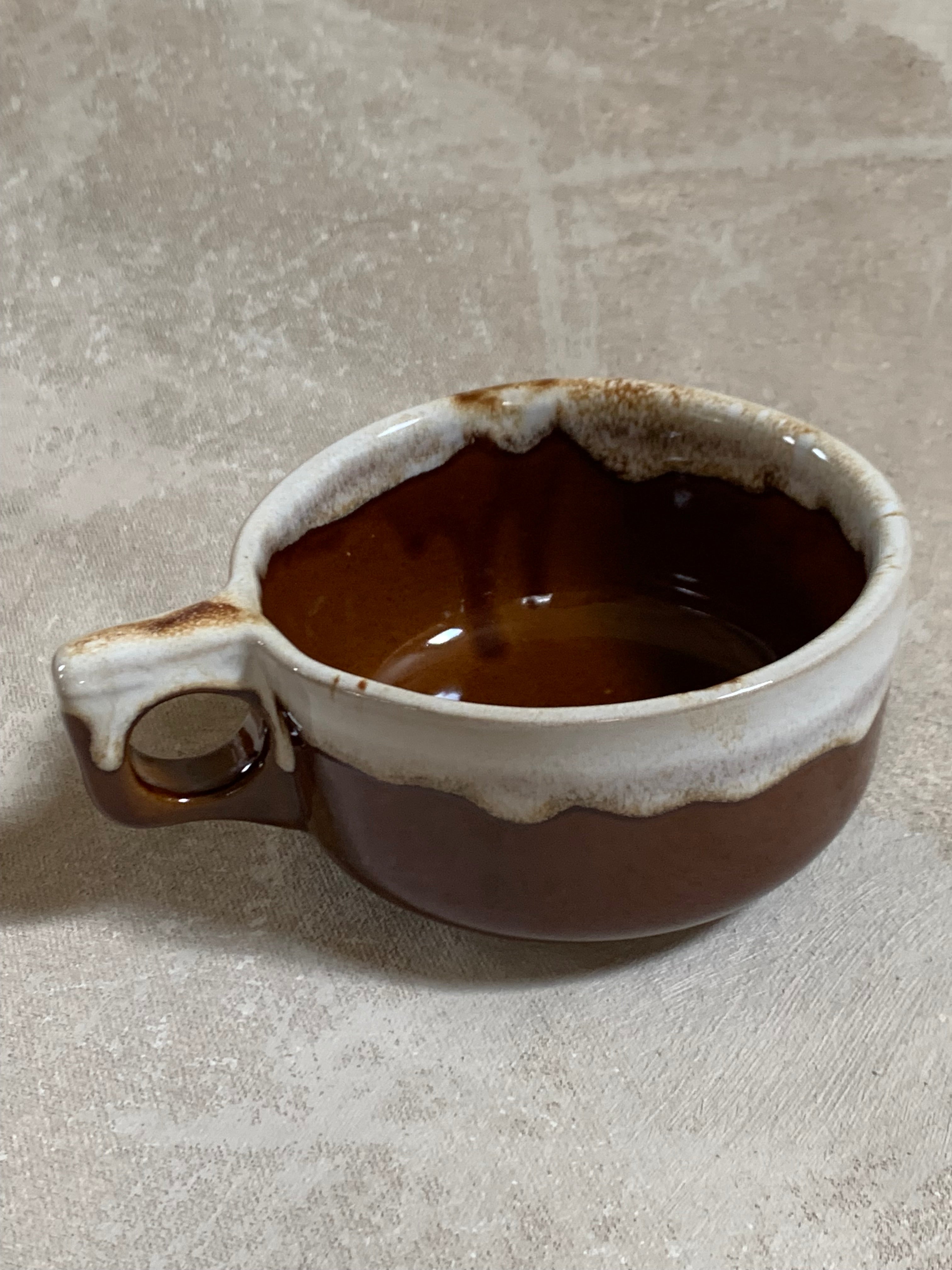 Western Stoneware Co. Mug Set of Two | WS Maple Leaf Mark | Brown Drip Glaze | Loop Handle | Monmouth Illinois | circa 1960s–1970s | Stoneware | Kitchen Decor