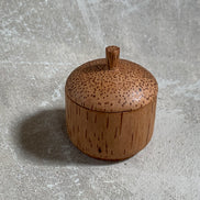Coconut Palm Wood Turned Lidded Trinket Box | Natural Vascular Grain | Domed Lid | Folk Craft | Southeast Asia | Mid-Century | Vanity Jewelry Box