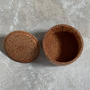 Coconut Palm Wood Turned Lidded Trinket Box | Natural Vascular Grain | Domed Lid | Folk Craft | Southeast Asia | Mid-Century | Vanity Jewelry Box