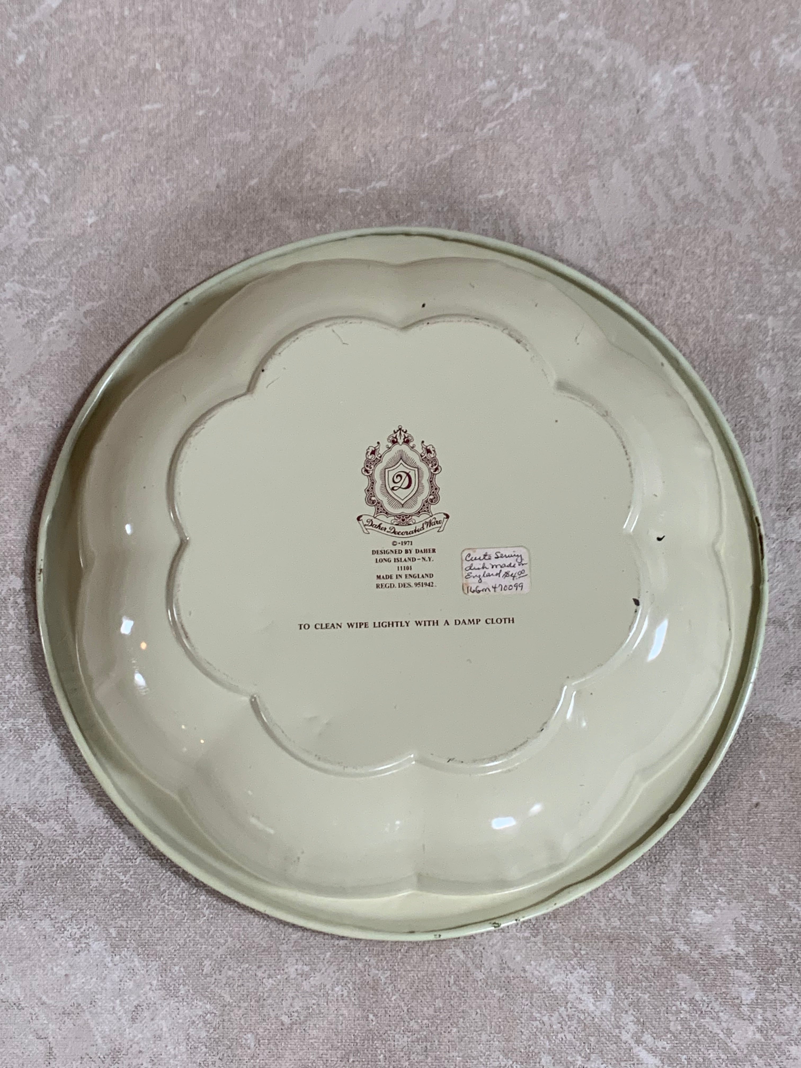 Daher Decorated Ware Bird and Cherry Tin Serving Tray, 1971