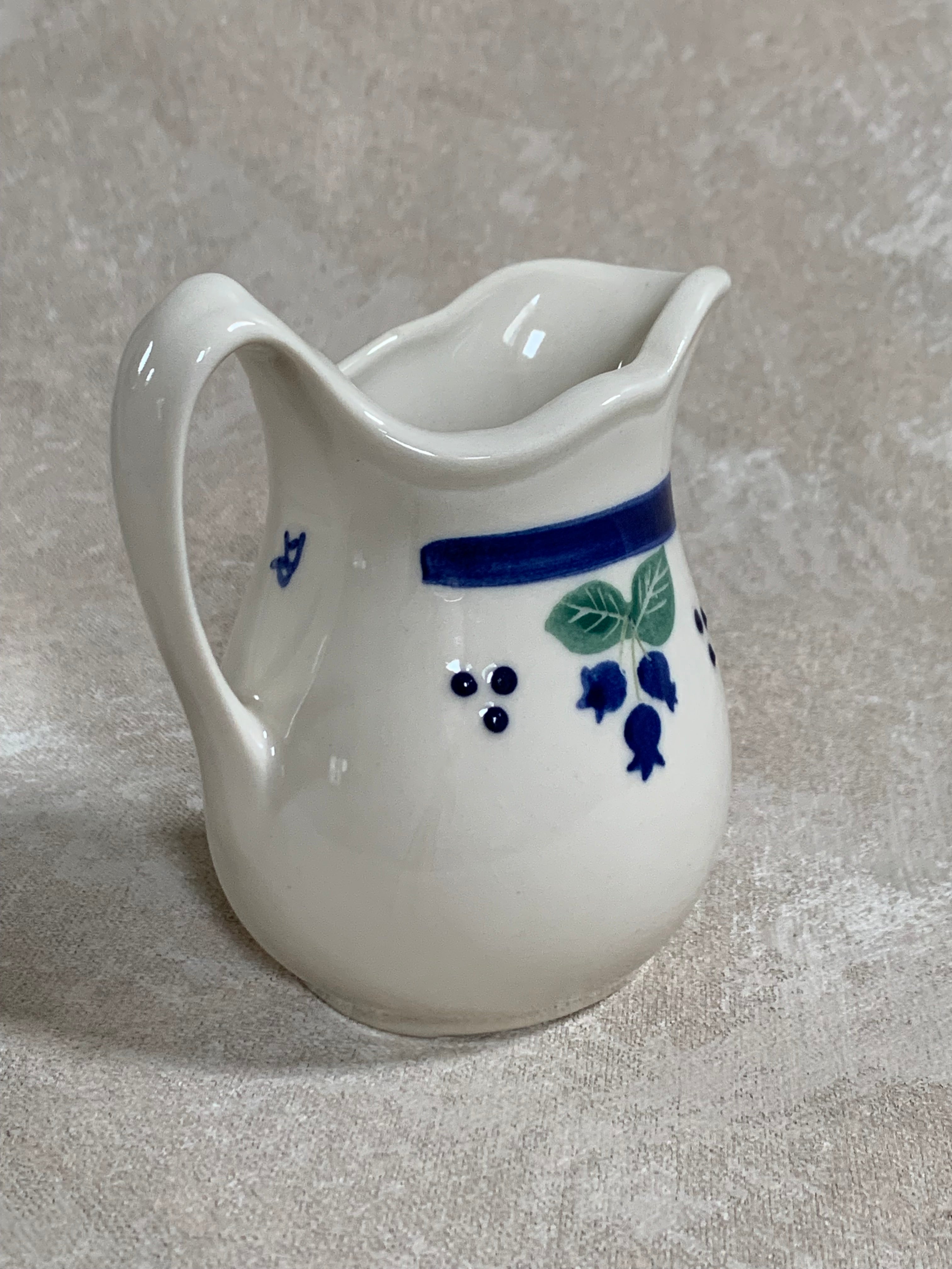 Arabia Finland Pomona Blueberry Creamer | Raija Uosikkinen | Cobalt Band | Scalloped Rim | Finnish Porcelain | Mid-Century Scandinavian | Made in Finland