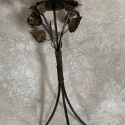 Hand-Fabricated Iron Rose Candleholder | Pillar Candle Spike | Tripod Bouquet Base | Wire-Wrapped Stem | Dark Patina | Folk Metalwork | Romantic Gothic Decor