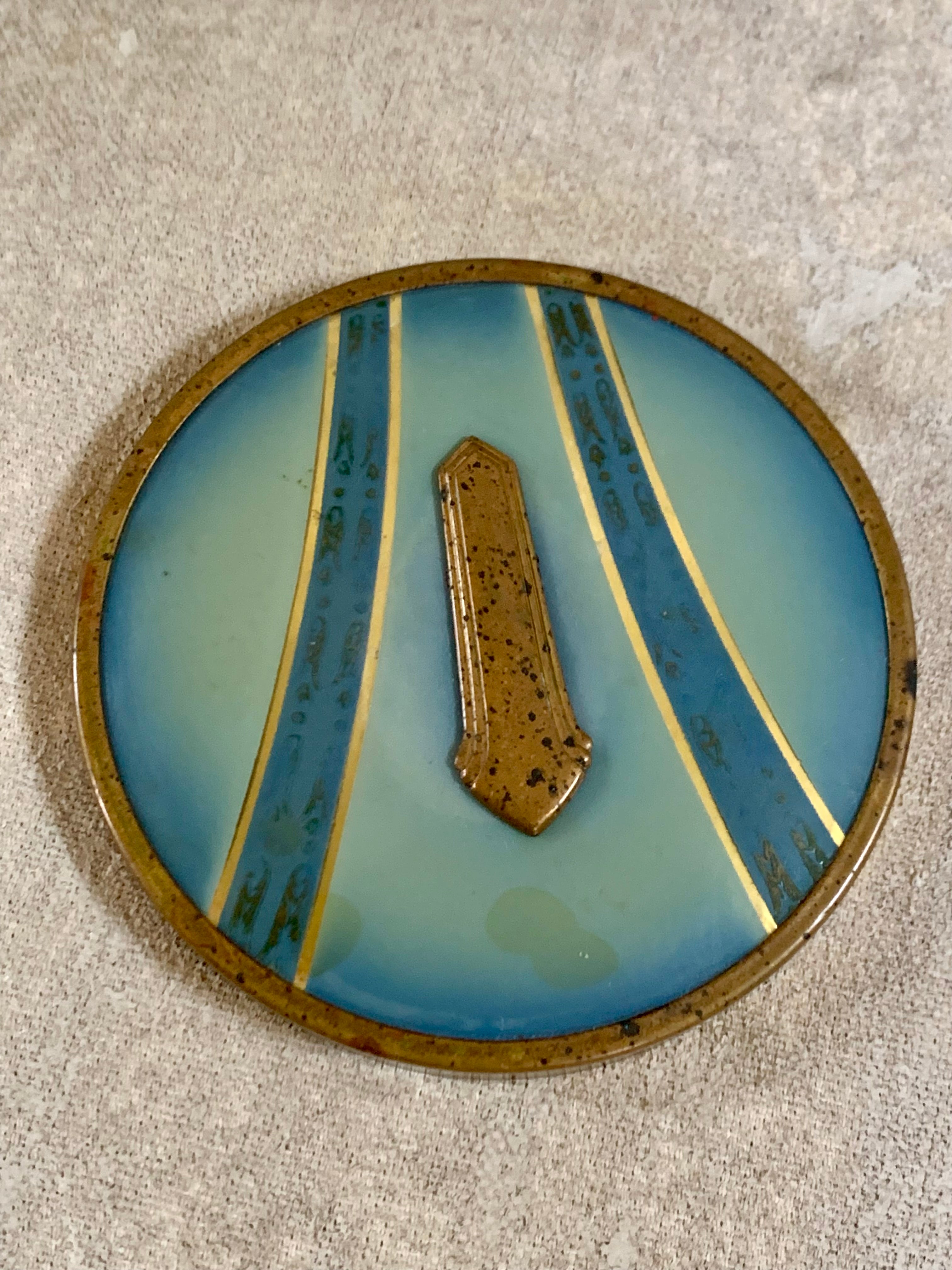 Close detail of pressed glass base pattern on Art Deco powder jar — circa 1925–1935