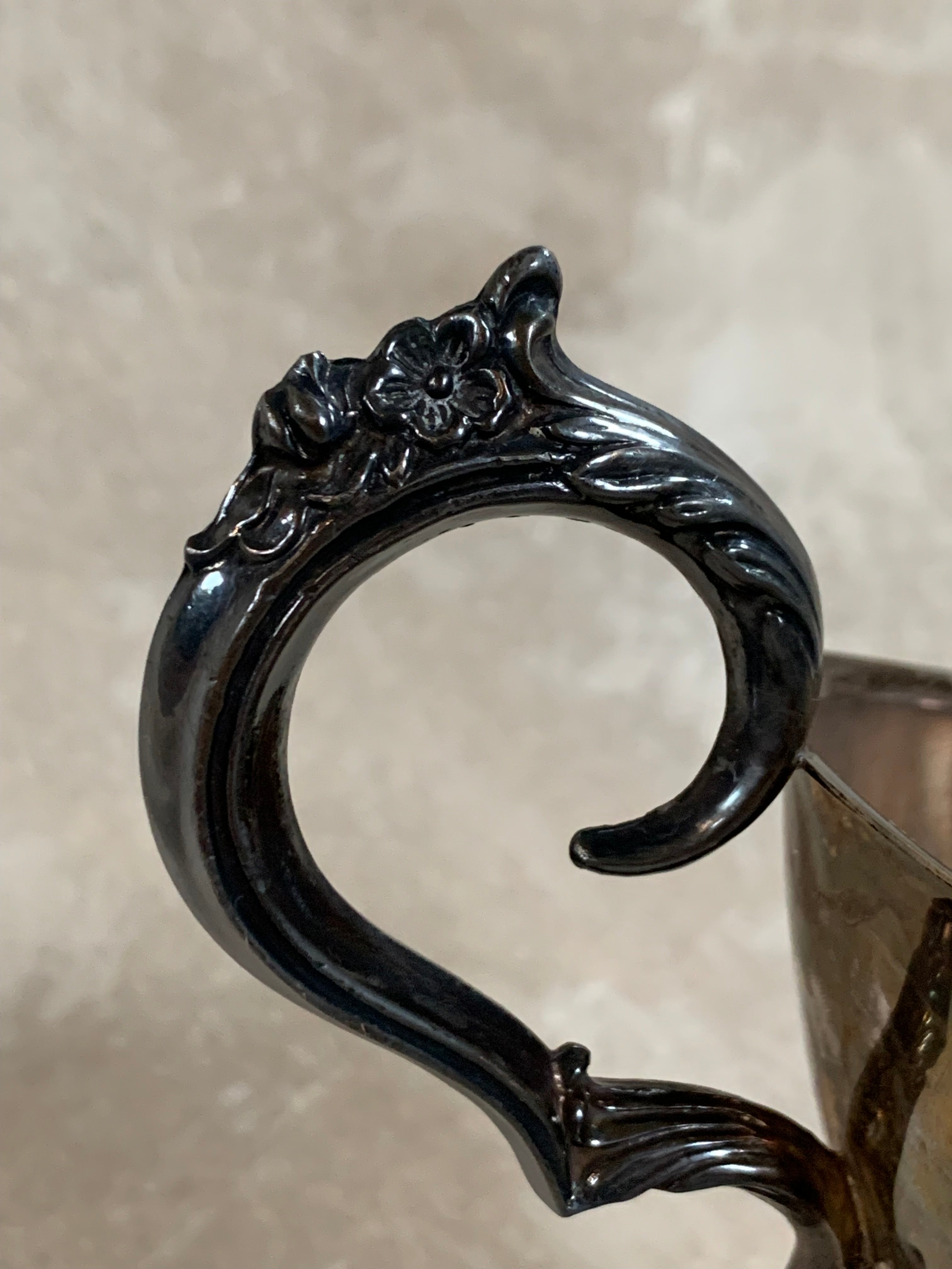 F.B. Rogers Silver Co. Gravy Boat on Rococo Warming Stand, Complete