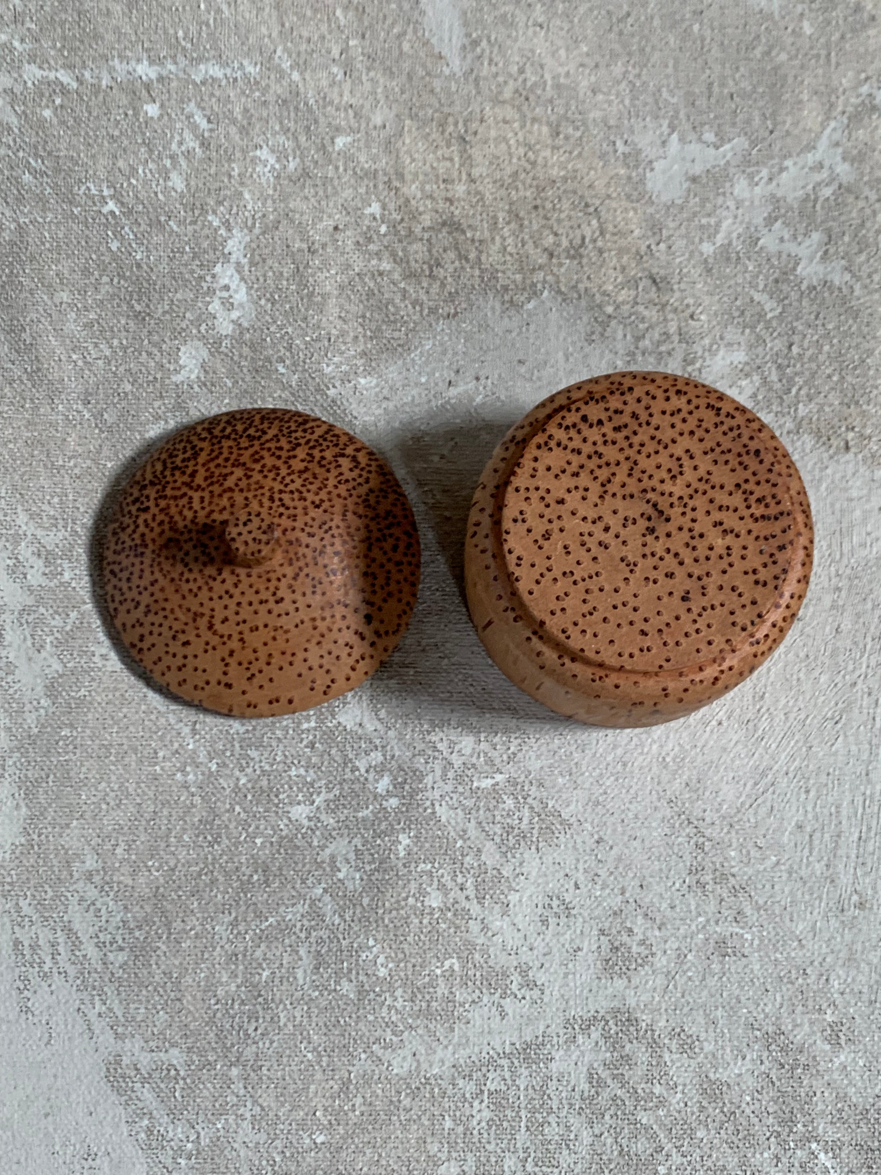 Coconut Palm Wood Turned Lidded Trinket Box | Natural Vascular Grain | Domed Lid | Folk Craft | Southeast Asia | Mid-Century | Vanity Jewelry Box