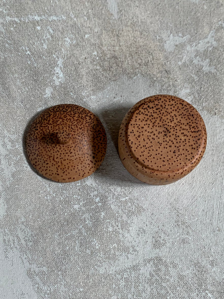Coconut Palm Wood Turned Lidded Trinket Box | Natural Vascular Grain | Domed Lid | Folk Craft | Southeast Asia | Mid-Century | Vanity Jewelry Box