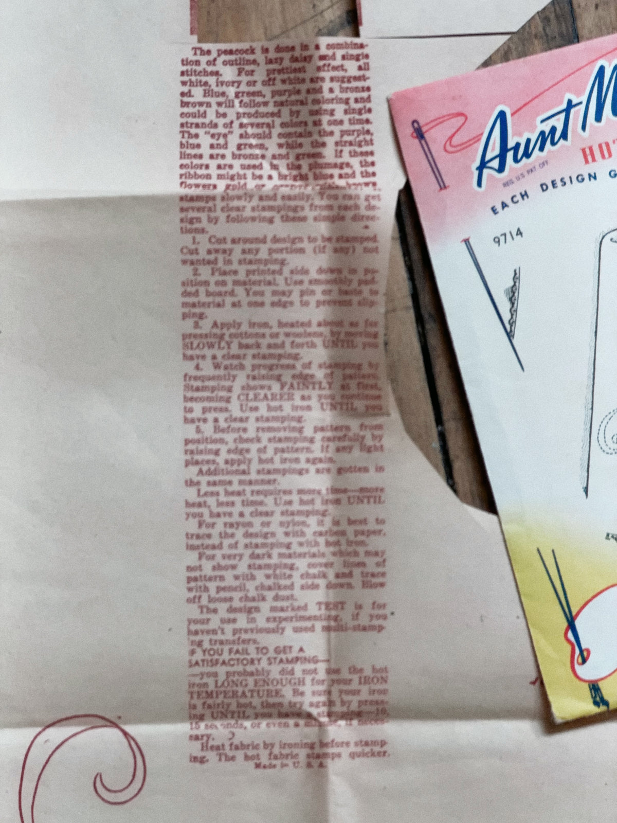 Vintage Aunt Martha's Hot Iron Transfer #9714 