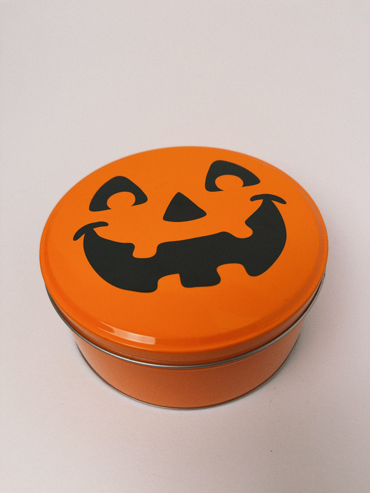Jack-o'-Lantern Halloween Cookie Tin, Orange and Black