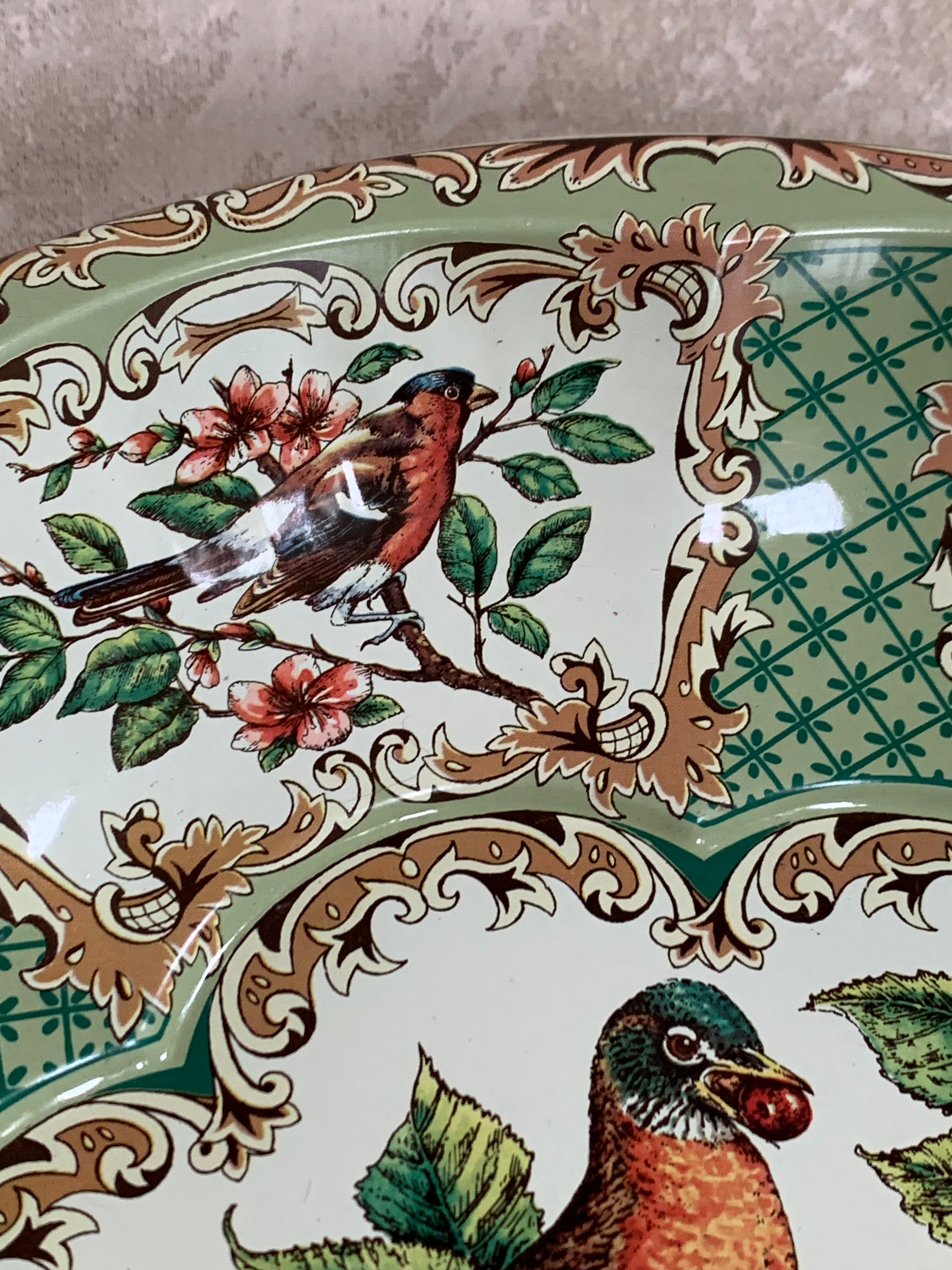 Daher Decorated Ware Bird and Cherry Tin Serving Tray, 1971