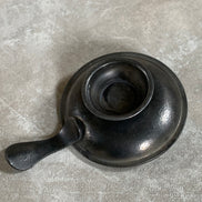 Antique Pewter Chamber Candlestick | Paddle Handle | Drip Tray | Struck Touch Mark | Taper Candle Holder | Colonial Style | American or English Pewter