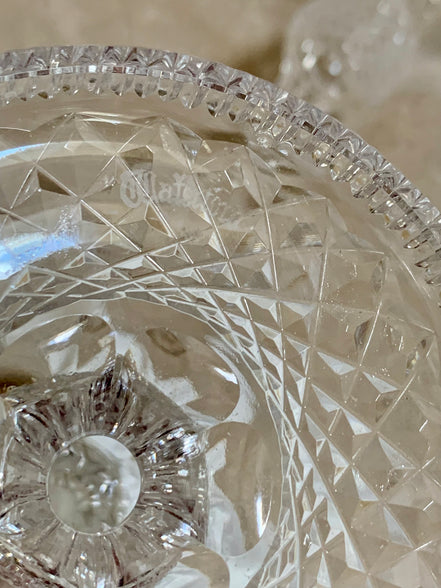 Both Waterford Crystal Alana candlesticks together showing matching cut pattern — Ireland