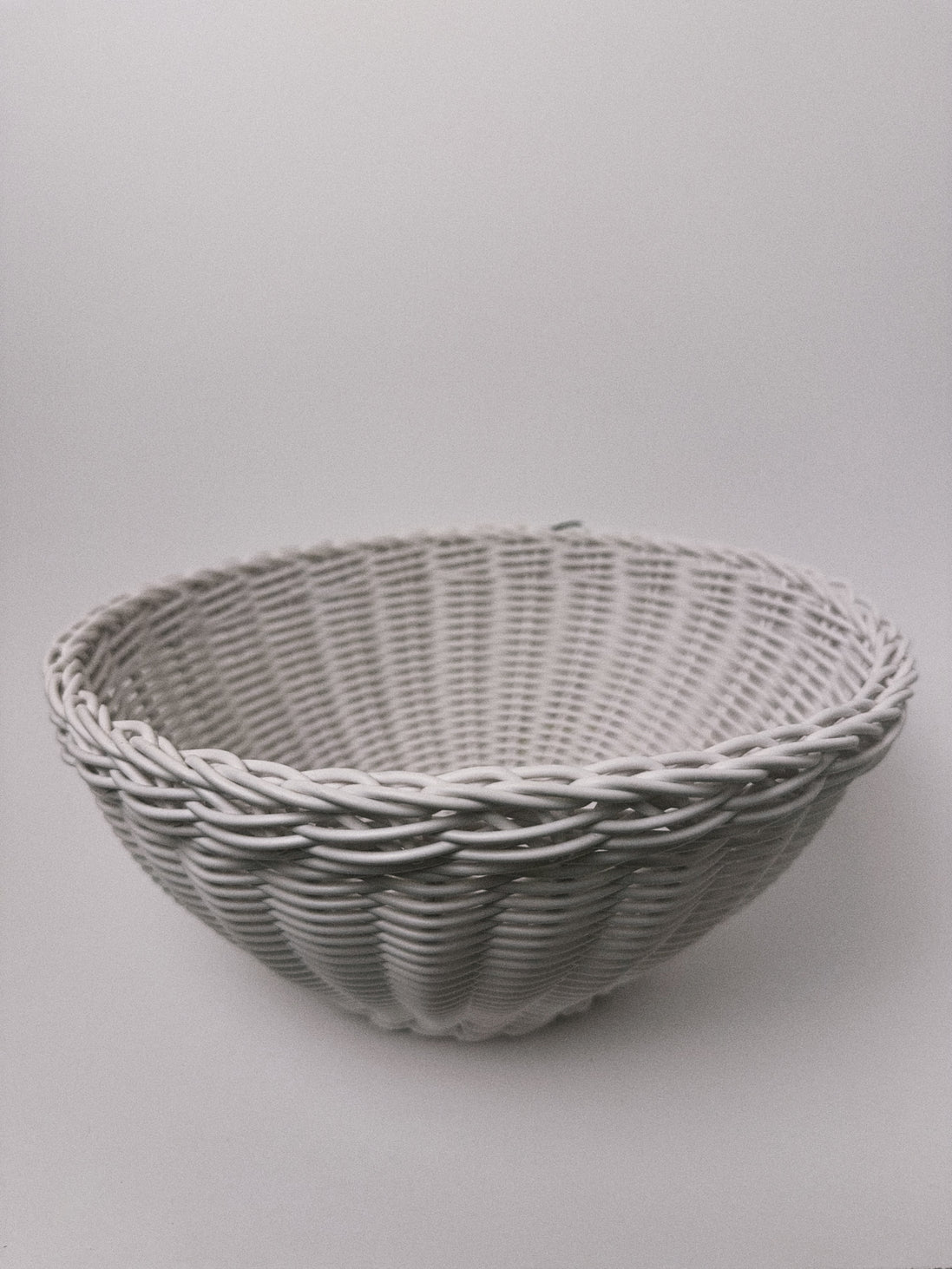 White Resin Wicker Round Basket