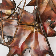Flame-Painted Copper Maple Leaf Sculpture Spray, Torch-Cut Metal Art