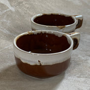 Western Stoneware Co. Mug Set of Two | WS Maple Leaf Mark | Brown Drip Glaze | Loop Handle | Monmouth Illinois | circa 1960s–1970s | Stoneware | Kitchen Decor