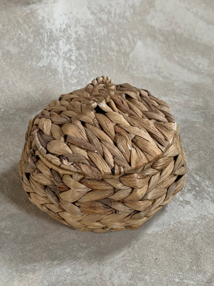 Water Hyacinth Coiled Lidded Basket, Southeast Asian Craft