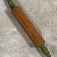 Teal-Handled Hardwood Rolling Pin