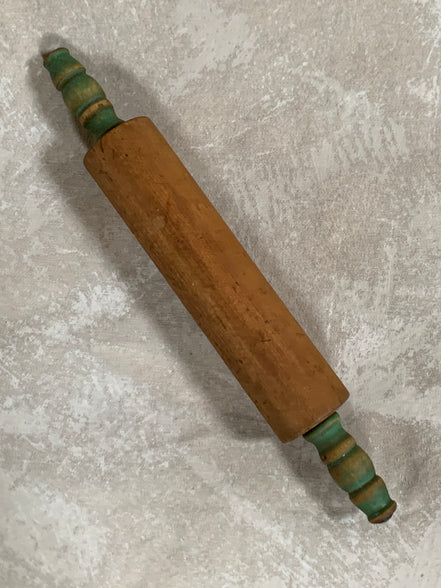 Teal-Handled Hardwood Rolling Pin