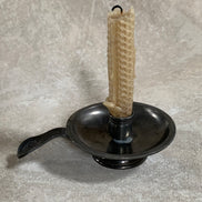 Antique Pewter Chamber Candlestick | Paddle Handle | Drip Tray | Struck Touch Mark | Taper Candle Holder | Colonial Style | American or English Pewter