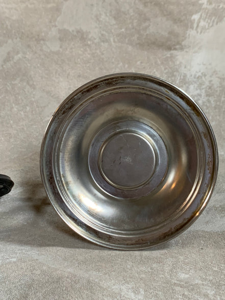F.B. Rogers Silver Co. Gravy Boat on Rococo Warming Stand, Complete