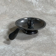 Antique Pewter Chamber Candlestick | Paddle Handle | Drip Tray | Struck Touch Mark | Taper Candle Holder | Colonial Style | American or English Pewter