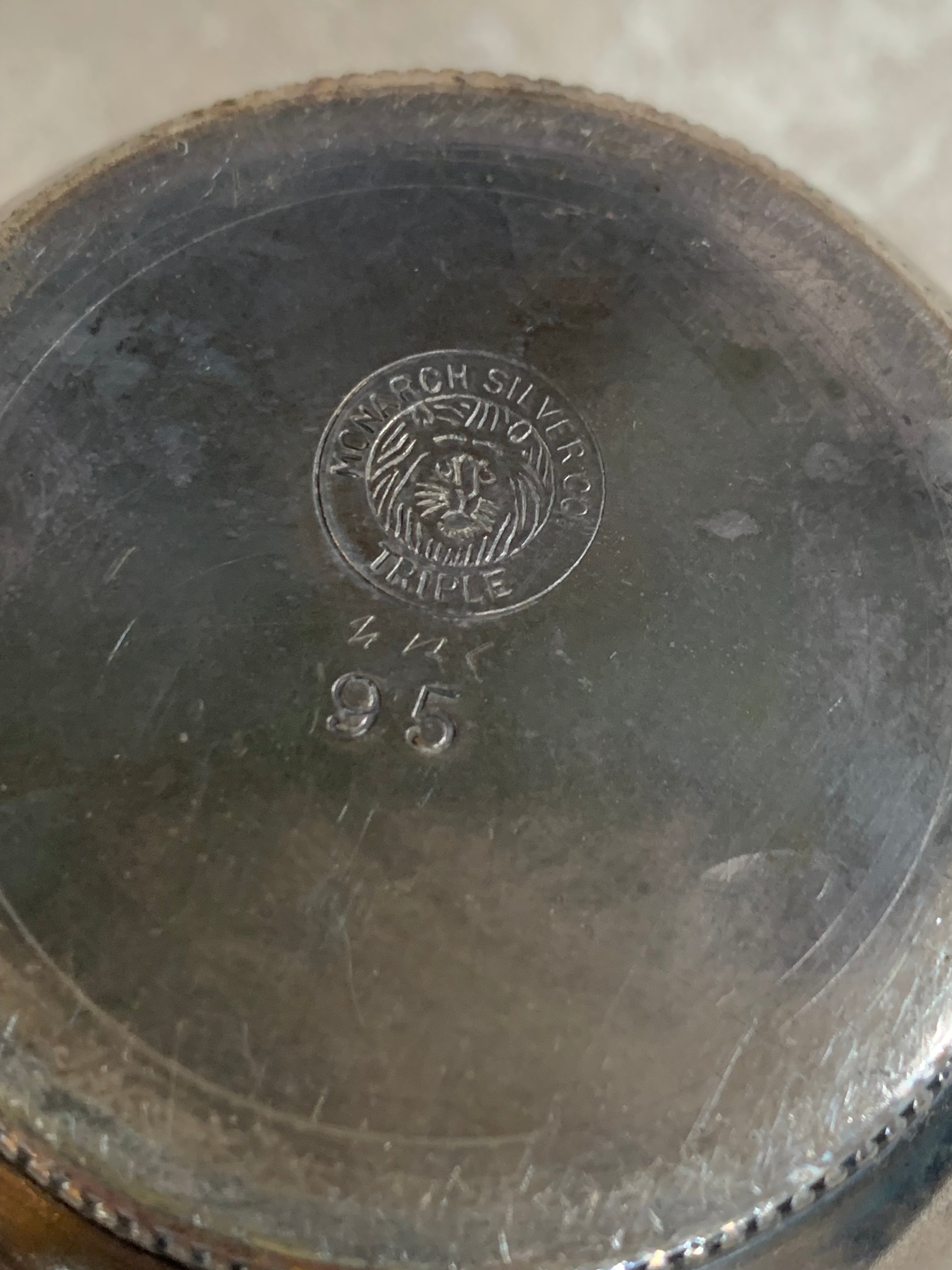 Monarch Silver Co. Triple Plate Victorian Christening Cup, Engraved Floral, Pattern 95