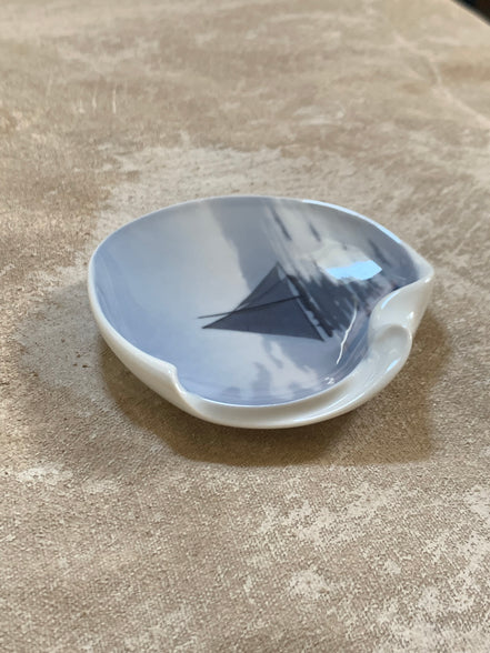 Bing & Grøndahl B&G Denmark Porcelain Trinket Dish | Sailboat Maritime Scene | Grisaille Underglaze | Made in Denmark | Model 474 | Danish Porcelain Collectible