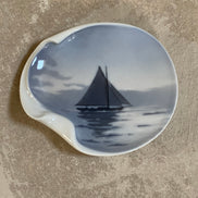 Bing & Grøndahl B&G Denmark Porcelain Trinket Dish | Sailboat Maritime Scene | Grisaille Underglaze | Made in Denmark | Model 474 | Danish Porcelain Collectible