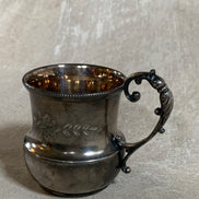 Monarch Silver Co. Triple Plate Victorian Christening Cup, Engraved Floral, Pattern 95