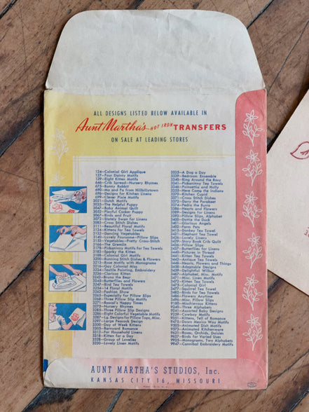 Vintage Aunt Martha's Hot Iron Transfer #3393 "Pillow Slips, Alphabet," His & Hers Monogram Embroidery Pattern