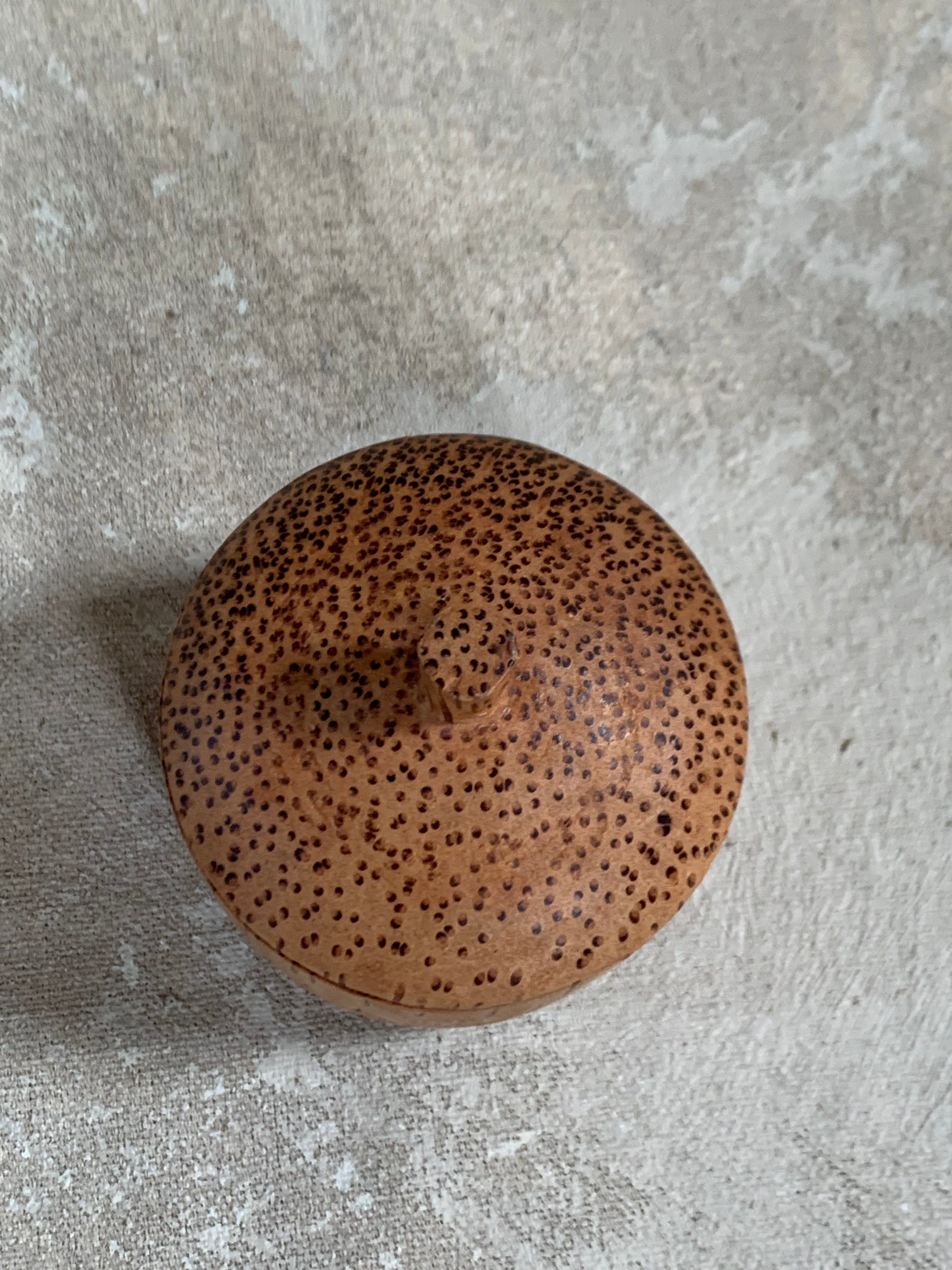 Coconut Palm Wood Turned Lidded Trinket Box | Natural Vascular Grain | Domed Lid | Folk Craft | Southeast Asia | Mid-Century | Vanity Jewelry Box