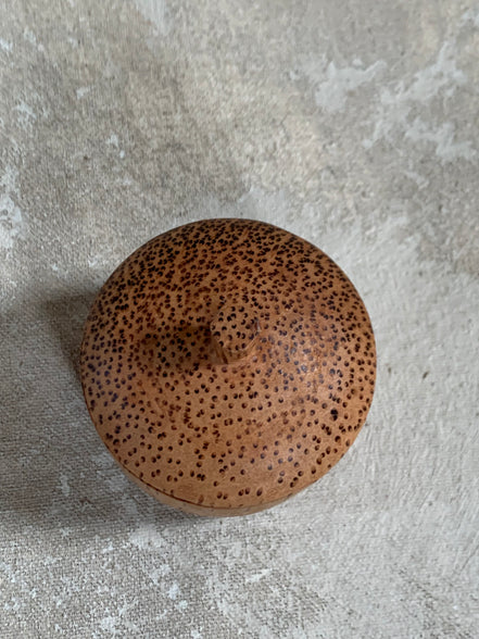 Coconut Palm Wood Turned Lidded Trinket Box | Natural Vascular Grain | Domed Lid | Folk Craft | Southeast Asia | Mid-Century | Vanity Jewelry Box
