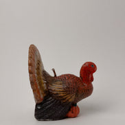 Vintage Thanksgiving Turkey Candle with Pumpkin, Hand-Painted Wax