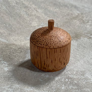 Coconut Palm Wood Turned Lidded Trinket Box | Natural Vascular Grain | Domed Lid | Folk Craft | Southeast Asia | Mid-Century | Vanity Jewelry Box