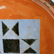 Studio Redware Quilt Block Plate, Ohio Star Pattern, with Wall Hanger